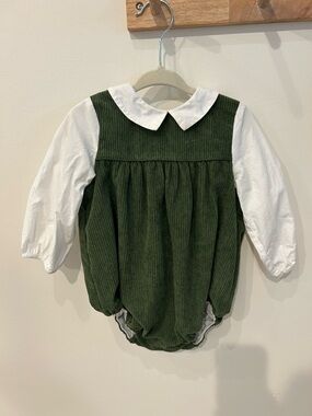 Edgehill Collection Green and White Corduroy Baby One-Piece Bodysuit